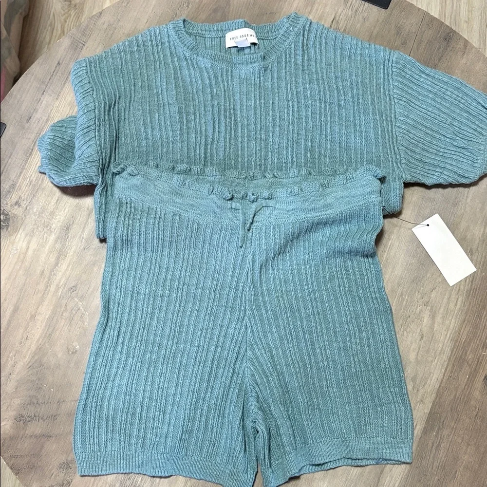 Free Assembly Ribbed Knit Two Piece